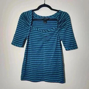 Marc Jacobs Teal Striped Long Sleeve Top